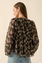 Load image into Gallery viewer, Floral Chiffon Babydoll Peasant Top