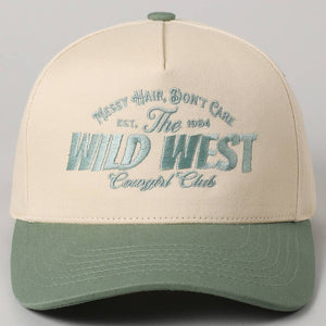 Messy Hair Wild West Cowgirl Club Embroidery Hat