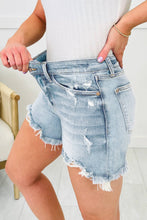 Load image into Gallery viewer, Distressed Whiskey Denim Shorts