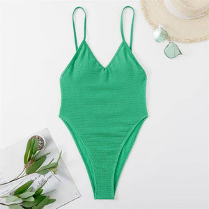 Black Crinkle One Piece Swimsuit
