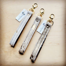 Load image into Gallery viewer, Embossed Leather Key Chain Gold Metallic