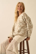 Load image into Gallery viewer, Floral Jacquard-Knit Rolled-Edge Sweater