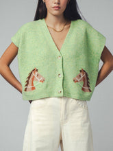 Load image into Gallery viewer, Western Horse V Neck Cropped Cardigan
