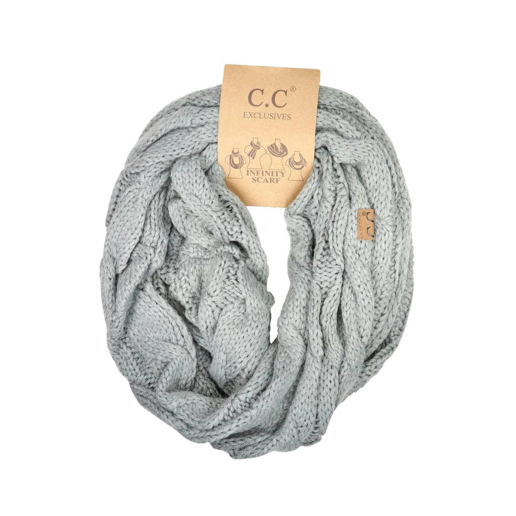 Solid Cable Knit CC Infinity Scarf