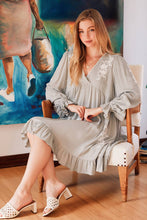 Load image into Gallery viewer, FLOUNCY RUFFLED DRESS EMBROIDERED