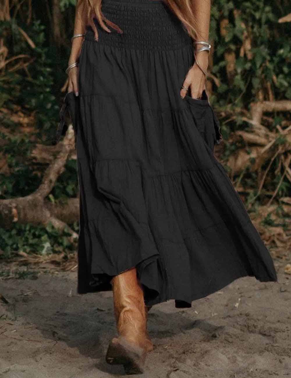Boho Cargo Pocket Maxi Skirt
