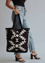Load image into Gallery viewer, Black &amp; Cream Aztec Tote