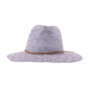 Horseshoe Lace Knit with Braided Suede Trim C.C Panama Hat K
