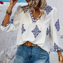 Load image into Gallery viewer, Boho Diamond Print V-Neck Top