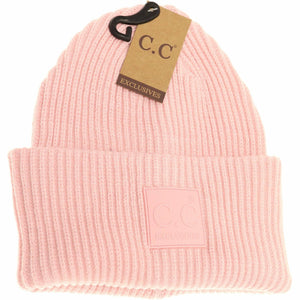 Solid Ribbed CC Beanie with Rubber Patch