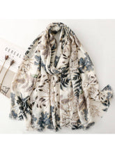 Load image into Gallery viewer, Scarvii - Leaf Print Long Thin Scarf