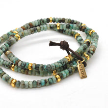 Load image into Gallery viewer, African Turquoise + Gold Bracelet Bundle