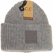 Load image into Gallery viewer, Solid Ribbed CC Beanie with Rubber Patch