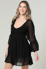 Load image into Gallery viewer, Sheer Long Sleeve Black Dress