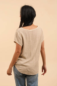Cotton-linen blend t-shirt, round neck 3389