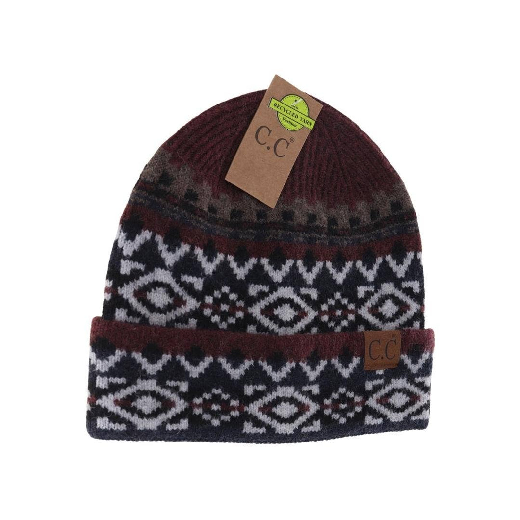 Aztec Pattern Cuff C.C Beanie HAT4006