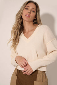 Sophie Exposed-Seam V-Neck Sweater