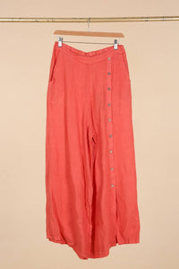 Italian Linen Pants Button Detail