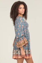 Load image into Gallery viewer, BELL FLARE SLEEVES SMOCKED BODICE DRESS