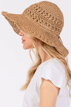 Load image into Gallery viewer, Crochet Knit Straw Sun Hat
