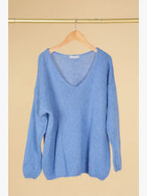Load image into Gallery viewer, V-neck Mohair Sweater Bleu Royal