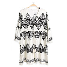 Load image into Gallery viewer, Boho Pattern Print Drawstring Mini Dress