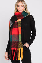 Load image into Gallery viewer, Plaid Oblong Fringe Scarf