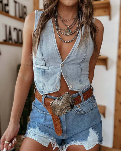 Western Cowgirl Denim Vest