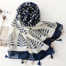 Load image into Gallery viewer, Blue &amp; White Boho Scarf
