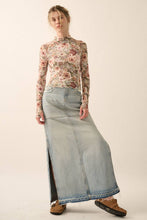 Load image into Gallery viewer, Floral Mesh Lettuce-Edge Thumbhole High-Neck Top