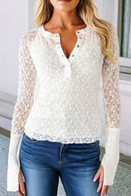 Load image into Gallery viewer, Lace Long Sleeve Henley Top