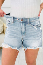 Load image into Gallery viewer, Distressed Whiskey Denim Shorts
