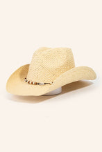 Load image into Gallery viewer, Beaded Cowrie Shell Straw Weave Western Cowboy Hat