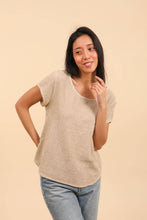 Load image into Gallery viewer, Cotton-linen blend t-shirt, round neck 3389