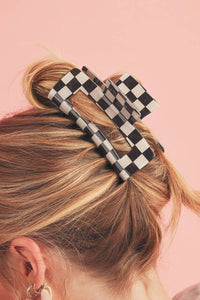 Checkered Print Hair Clip