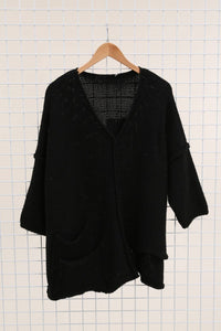 Asymmetric Oversized Sweater with Pocket - made in Italy