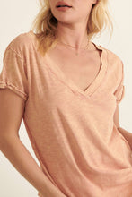 Load image into Gallery viewer, Vintage Mineral Raw-Edge V-Neck Tee