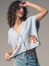 Load image into Gallery viewer, Western Horse V Neck Cropped Cardigan