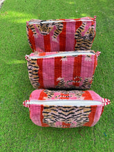 Load image into Gallery viewer, Large Velvet Tiger Zip Toiletry Bag