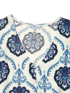 Boho Flutter Sleeve Floral Print V-Neck Midi Dress