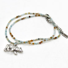 Load image into Gallery viewer, Silver Bear Mini Stone Gold Charm Necklace