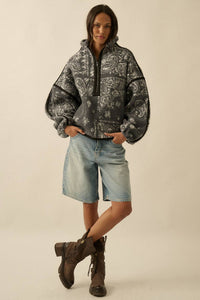 Sherpa Fleece Zip Pullover Jacket