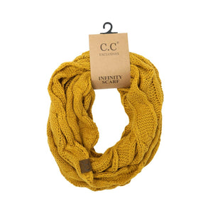 Solid Cable Knit CC Infinity Scarf