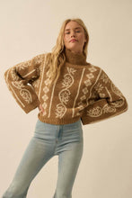 Load image into Gallery viewer, Flora Jacquard Fuzzy Mock-Neck Sweater