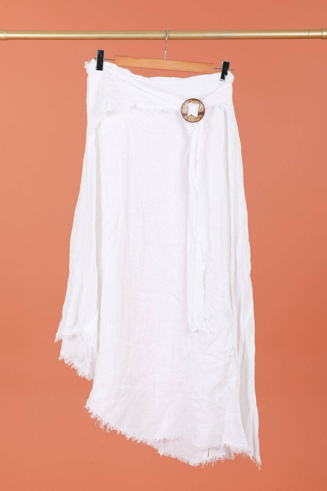 Italian Linen Wrap Skirt with Buckle Loop