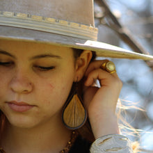 Load image into Gallery viewer, Large Woven Teardrop Earrings in Mustard 206a