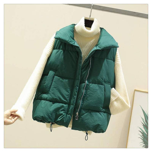 Zip up button puffer vest