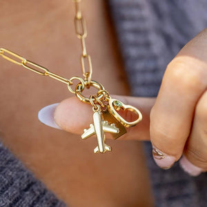 Paperclip Charm Necklace 18k gold PVD