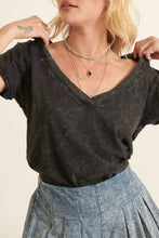 Load image into Gallery viewer, Vintage Mineral Raw-Edge V-Neck Tee