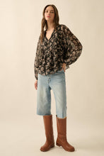 Load image into Gallery viewer, Floral Chiffon Babydoll Peasant Top